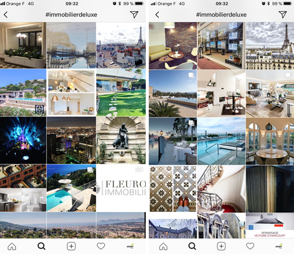 instagram immobilier hashtag luxe