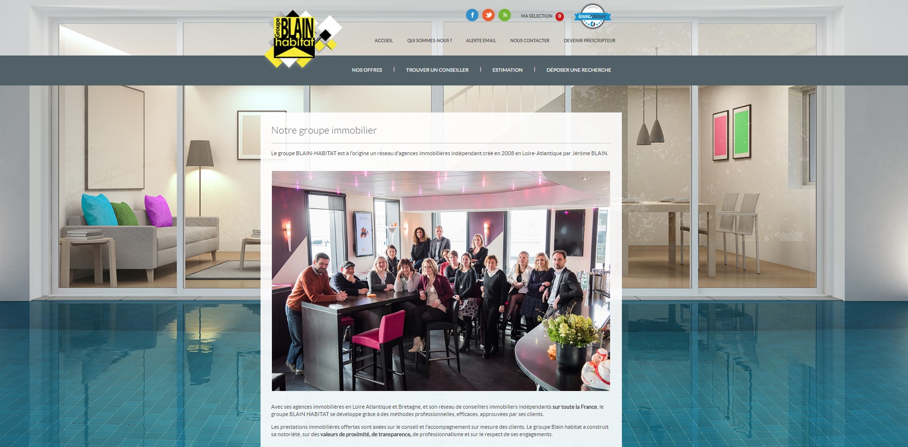 page présentation de l'agence immobiliere site immobilier Blain immobilier